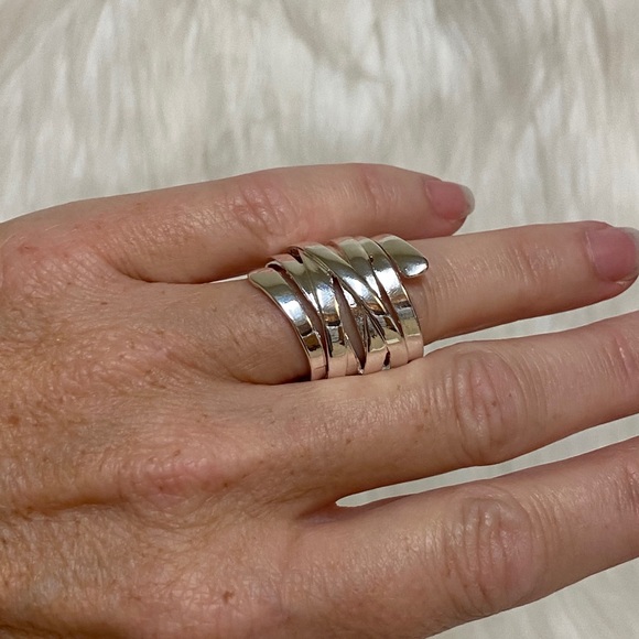 Chunky Sterling Silver Wraparound Highway Fashion Ring - Picture 10 of 11